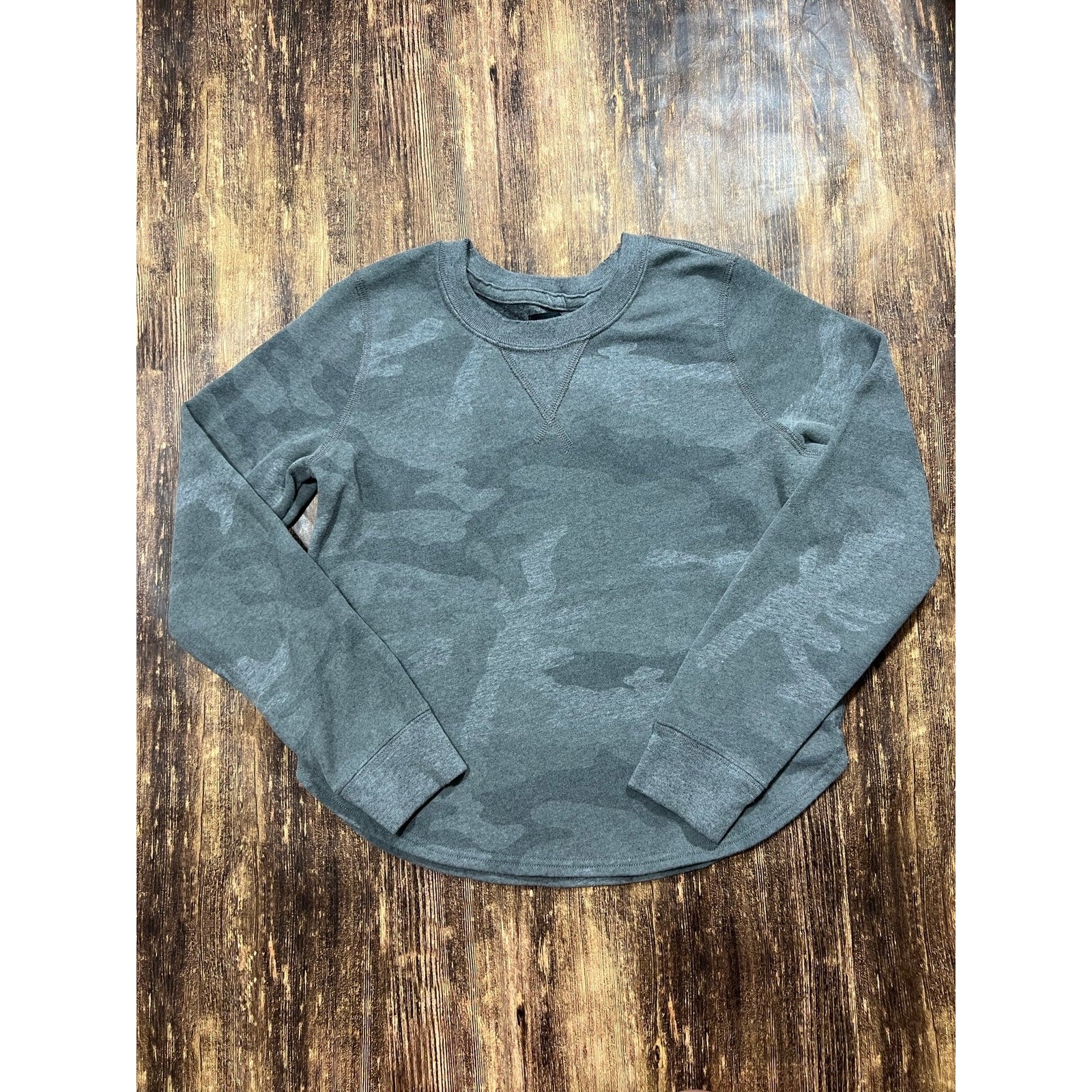 Abercrombie & Fitch Sweatshirt Womens Small Gray Camo Camouflage Crew Neck L/S